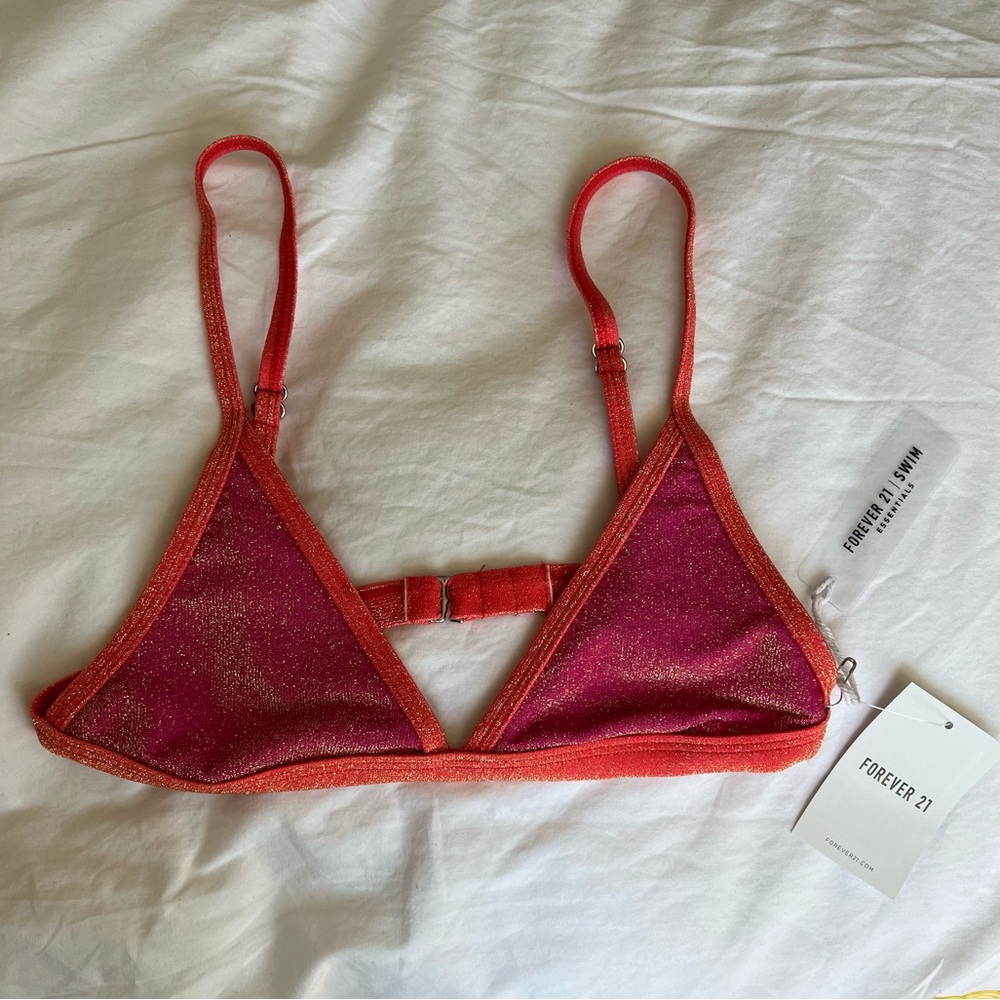 Forever 21 small bikini top sparkly orange and pink
